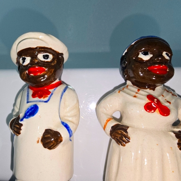 Rare Large Americana Vintage Salt and Pepper Shakers Hand Painted - Picture 1 of 8